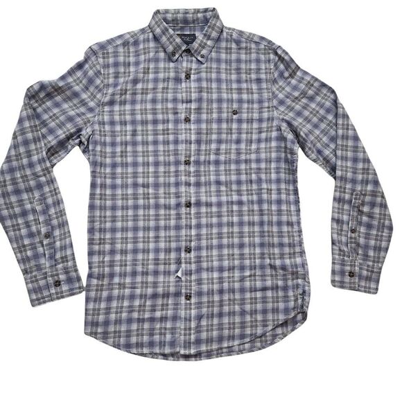 Wallin & Bros Men's Grey Ombre Grindle Plaid Button Down Shirt - Size Medium - Picture 2 of 6